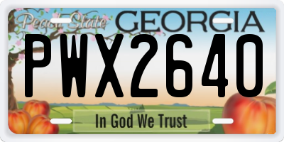 GA license plate PWX2640