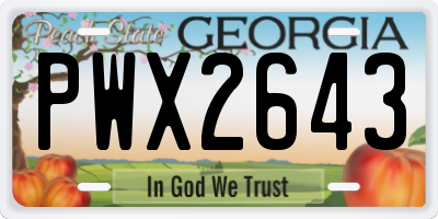 GA license plate PWX2643