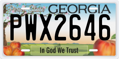 GA license plate PWX2646