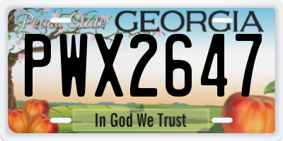 GA license plate PWX2647