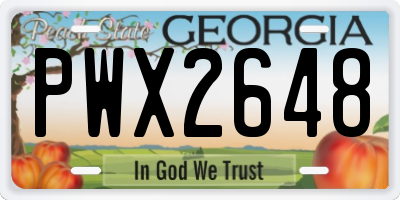 GA license plate PWX2648