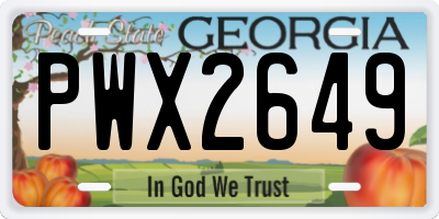 GA license plate PWX2649