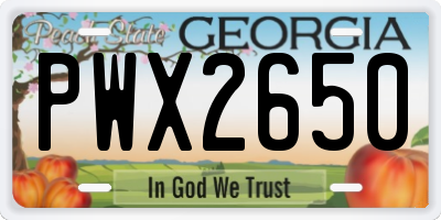 GA license plate PWX2650