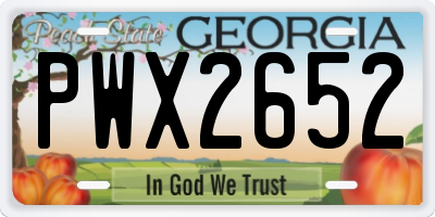 GA license plate PWX2652