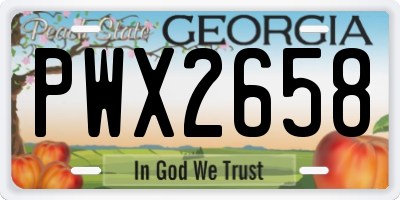 GA license plate PWX2658