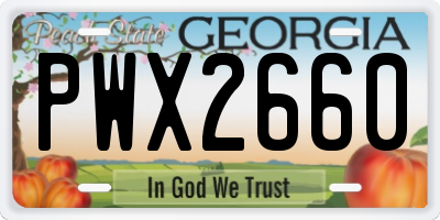 GA license plate PWX2660