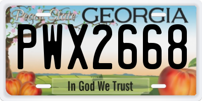 GA license plate PWX2668