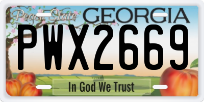 GA license plate PWX2669