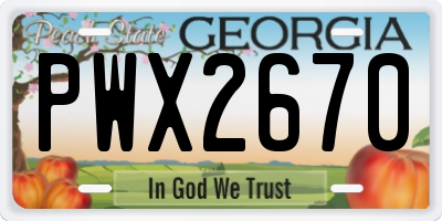 GA license plate PWX2670