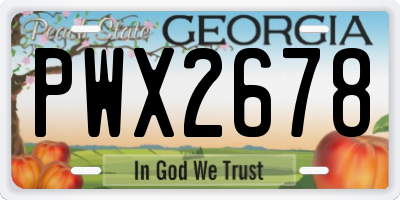 GA license plate PWX2678