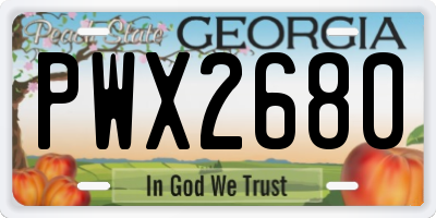 GA license plate PWX2680