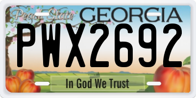 GA license plate PWX2692