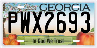GA license plate PWX2693