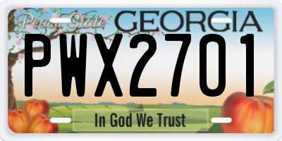 GA license plate PWX2701