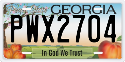 GA license plate PWX2704