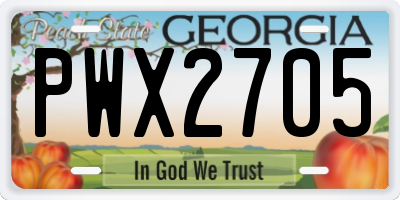 GA license plate PWX2705