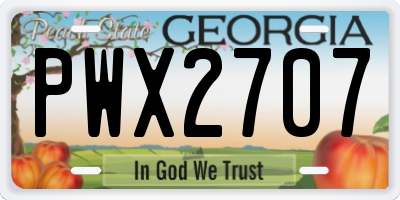 GA license plate PWX2707
