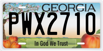 GA license plate PWX2710