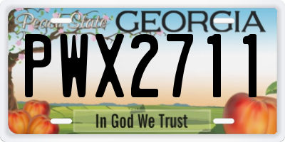 GA license plate PWX2711