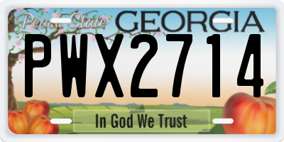 GA license plate PWX2714