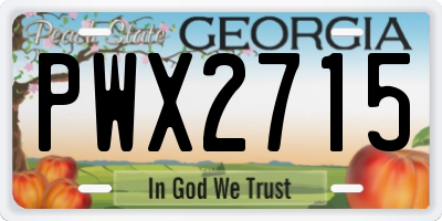 GA license plate PWX2715