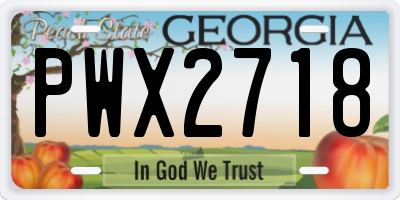 GA license plate PWX2718