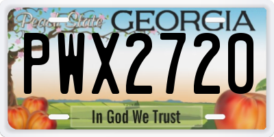 GA license plate PWX2720