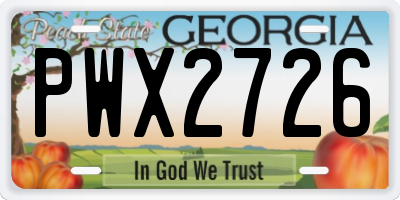 GA license plate PWX2726
