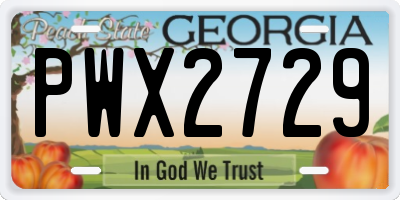 GA license plate PWX2729