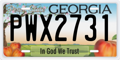 GA license plate PWX2731