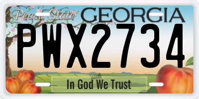 GA license plate PWX2734