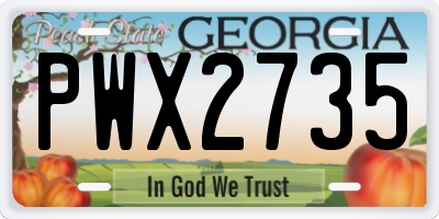 GA license plate PWX2735