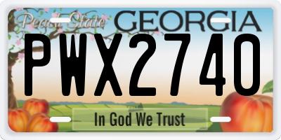 GA license plate PWX2740