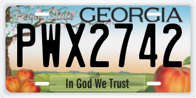 GA license plate PWX2742
