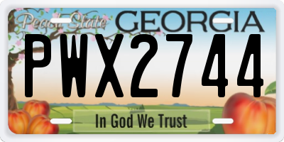 GA license plate PWX2744
