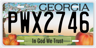 GA license plate PWX2746