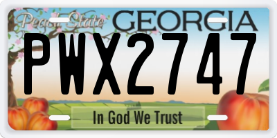 GA license plate PWX2747