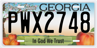 GA license plate PWX2748