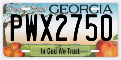 GA license plate PWX2750