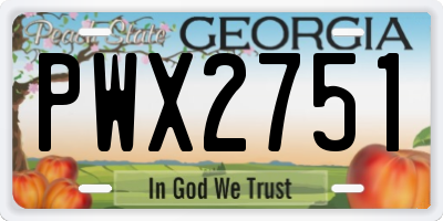 GA license plate PWX2751