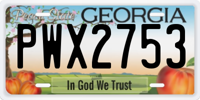 GA license plate PWX2753