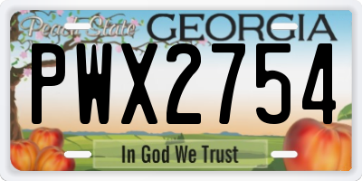 GA license plate PWX2754