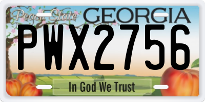 GA license plate PWX2756