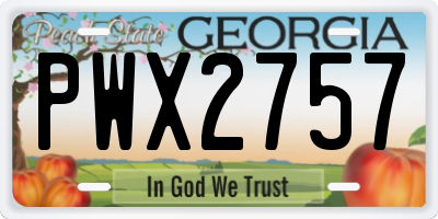 GA license plate PWX2757