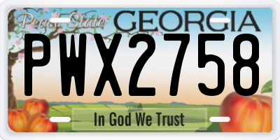 GA license plate PWX2758