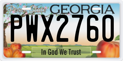 GA license plate PWX2760