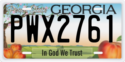 GA license plate PWX2761