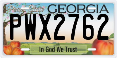 GA license plate PWX2762