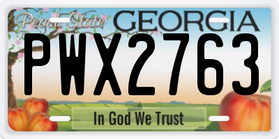 GA license plate PWX2763