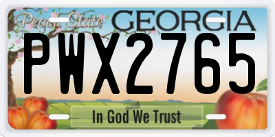 GA license plate PWX2765